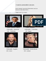 Famous People - Countries, Nationalities and Jobs