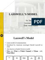Lasswell'S Model: Dr. Tinam Borah Assistant Professor DME Media School
