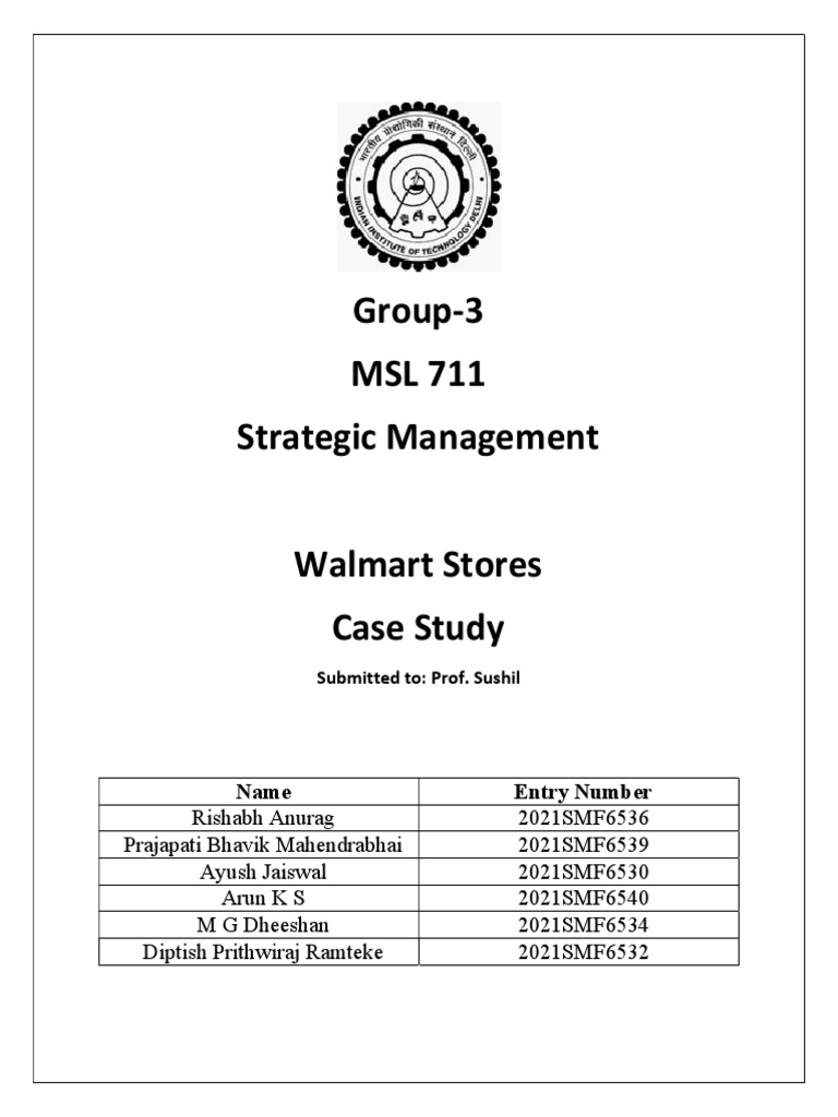 Group 3 Walmart Case PDF Walmart Retail