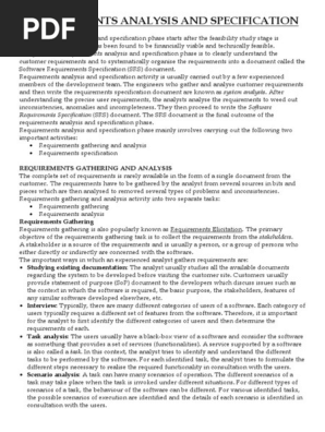 Requirement Analysis and Specification