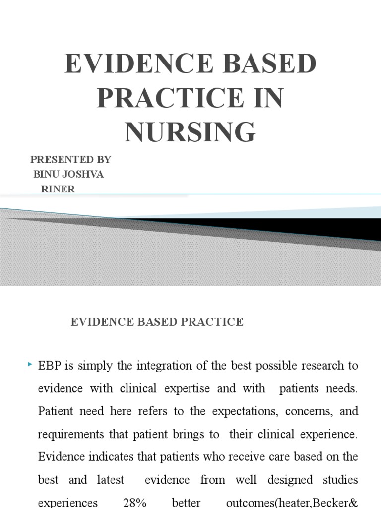 Evidence-Based Practice in Nursing | PDF | Evidence Based Medicine ...