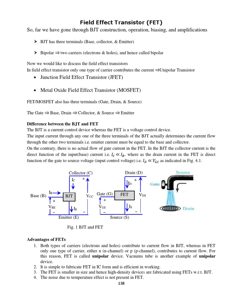 JFET Notes PDF Field Effect Transistor Bipolar Junction Transistor