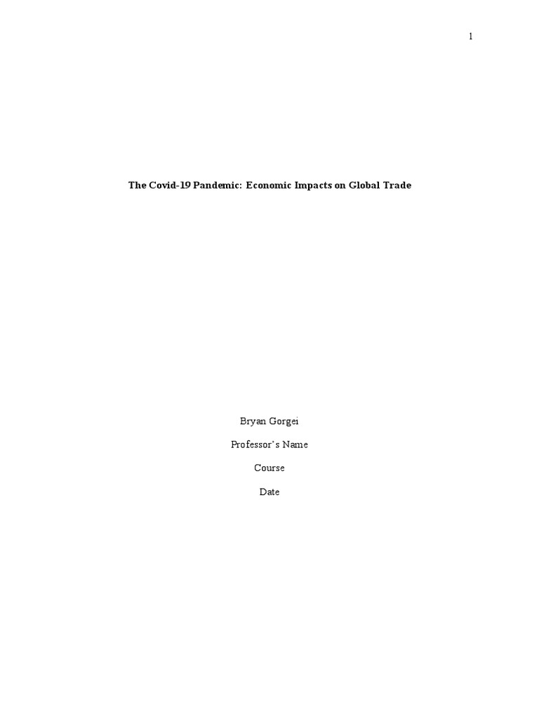 The Covid-19 Pandemic Economic Impacts On Global Trade | PDF | Pandemic ...