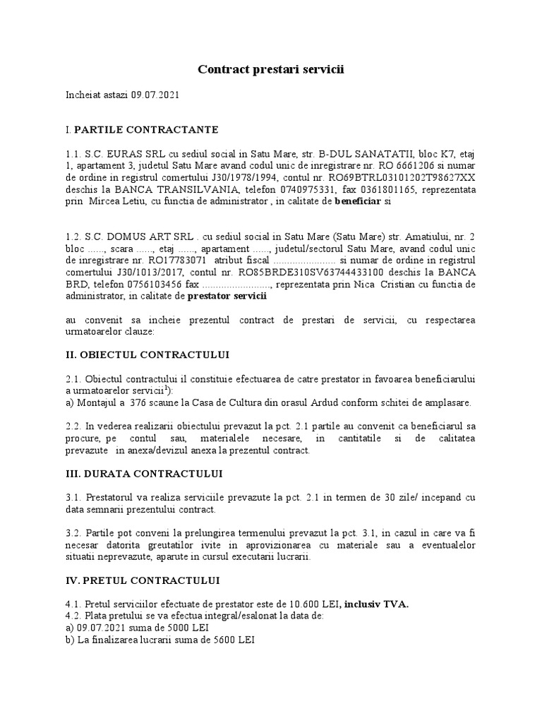Contract-Prestari-Servicii DOMUS ART-modificat | PDF