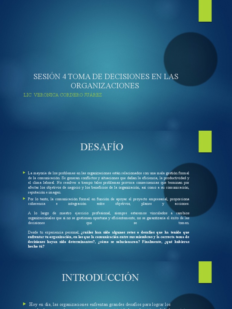 Sesión 4 Toma de Decisiones en Las Organizaciones | PDF | Toma de ...