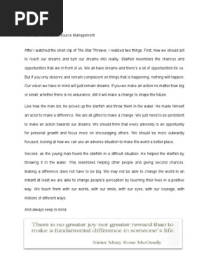 Star thrower reflection paper