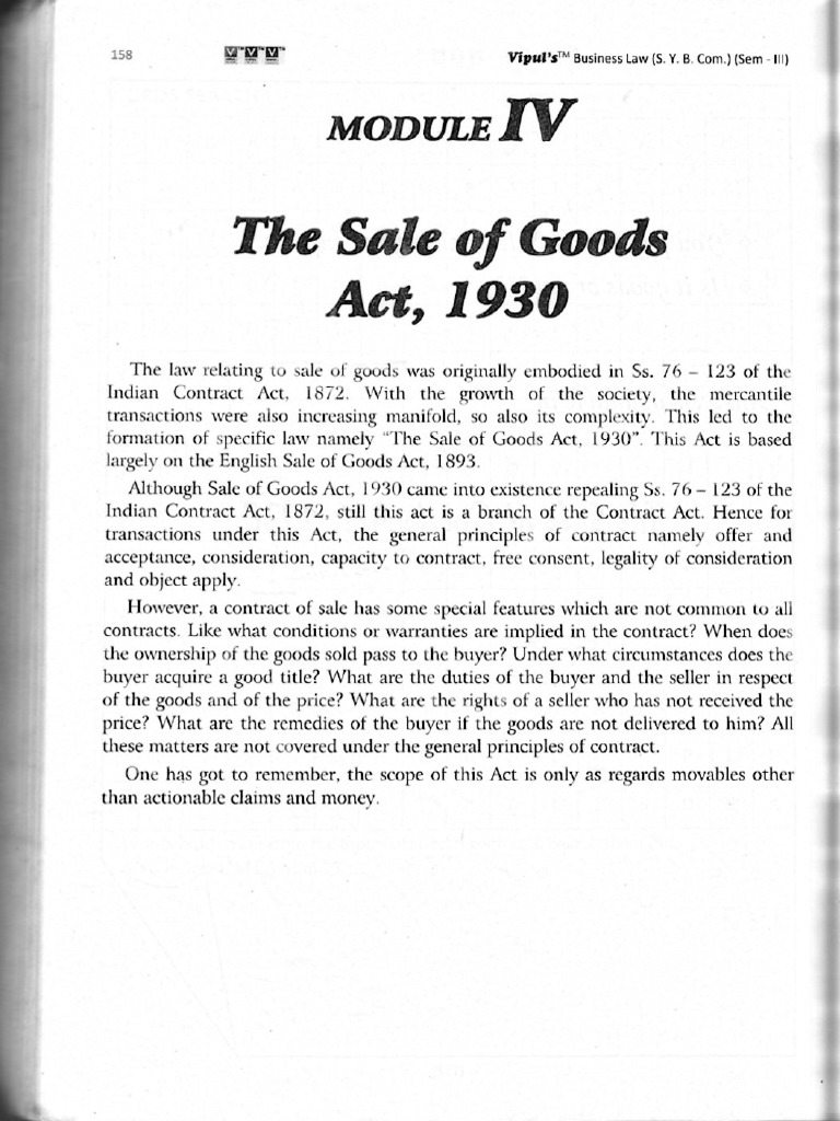 The Sale of Goods Act, 1930 PDF