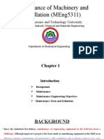 Maintenance of Machinery and Installation (Meng5311) : Adama Science and Technology University