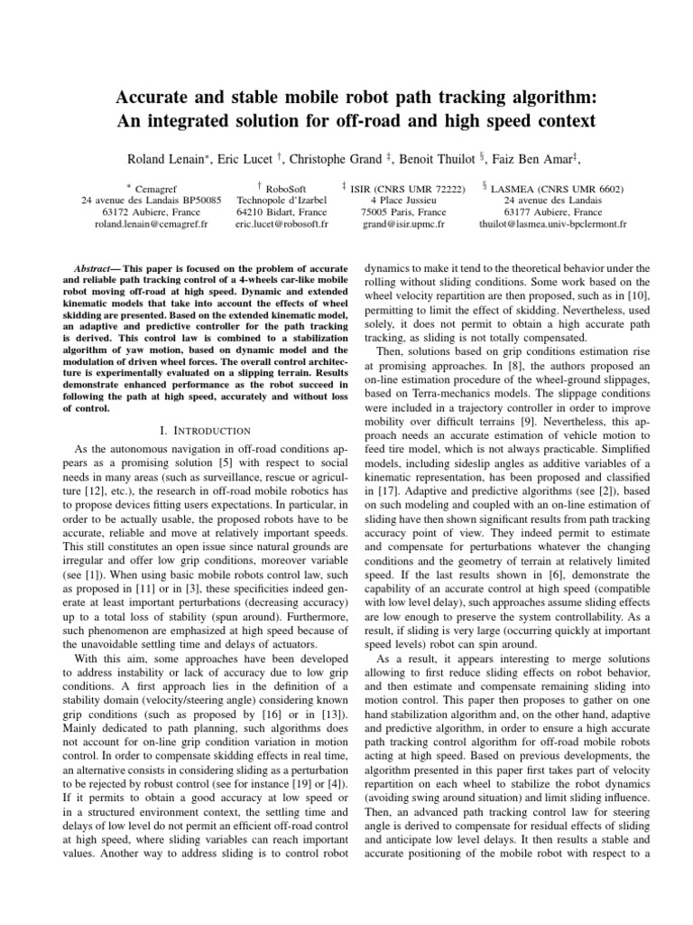 High-Speed Off-Road Robot Path Tracking | PDF | Flight Dynamics (Fixed ...
