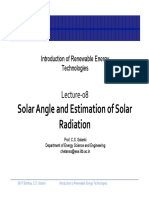 Solar Angle and Estimation of Solar Radiation: Lecture 08