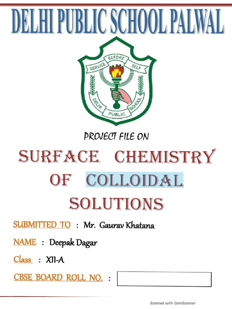 Surface Chemistry Colloidal Solution Project | PDF