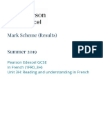 Mark Scheme - Unit 3H Reading and Understanding in French