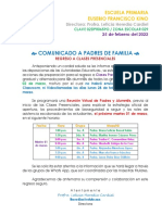 Comunicado CLASES PRESENCIALES 2021-2022 B