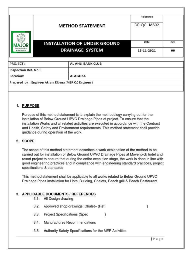 Underground Drainage Installation Method | PDF | Pipe (Fluid Conveyance ...