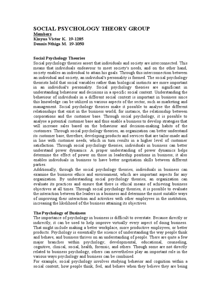 Social Psychology Theory Pdf – (PDF) Social role theory – PLNO