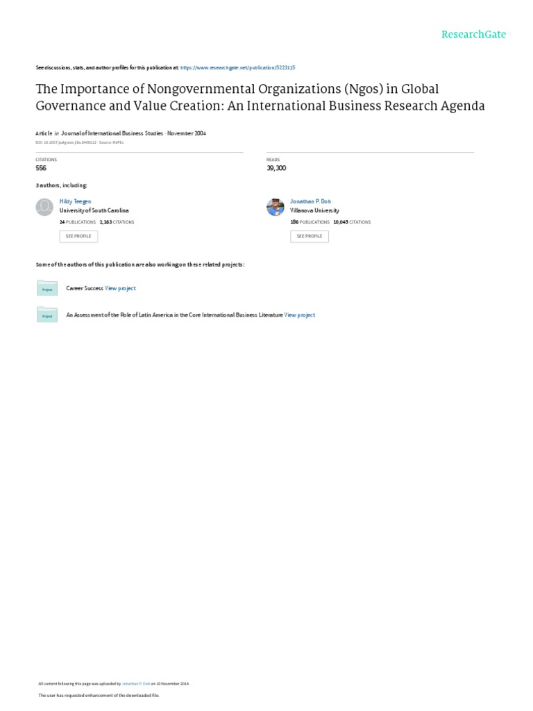 NGOs in Global Governance | PDF | Non Governmental Organization ...