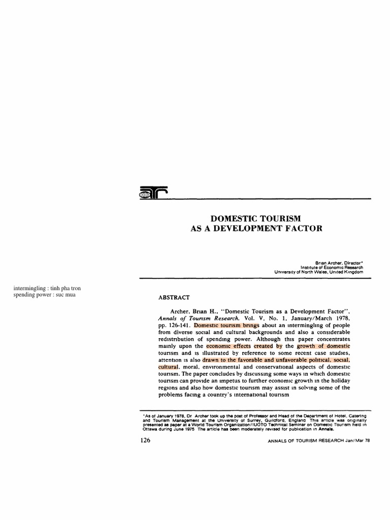 Domestic Tourism's Economic Impact | PDF | Tourism | Revenue
