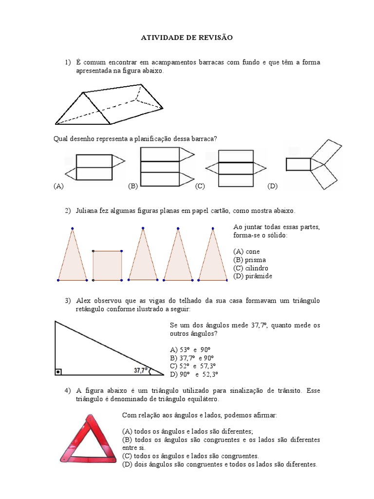 Atividade de Revisão | PDF | Triângulo | Geometria Elementar