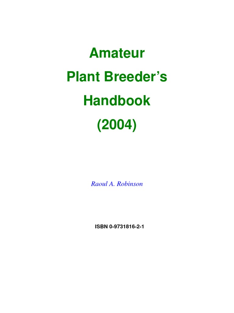 Plant Breeders Handbook PDF Onion Agriculture