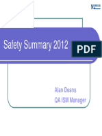 Safety Summary 2012: Alan Deans QA ISM Manager