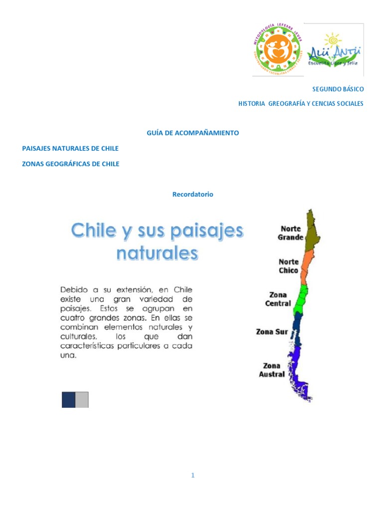 Guia Paisajes Naturales y Zonas Geograficas de Chile Segundo Basico | PDF