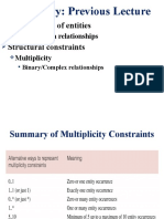 Classification of Entities Structural Constraints: Summary: Previous Lecture