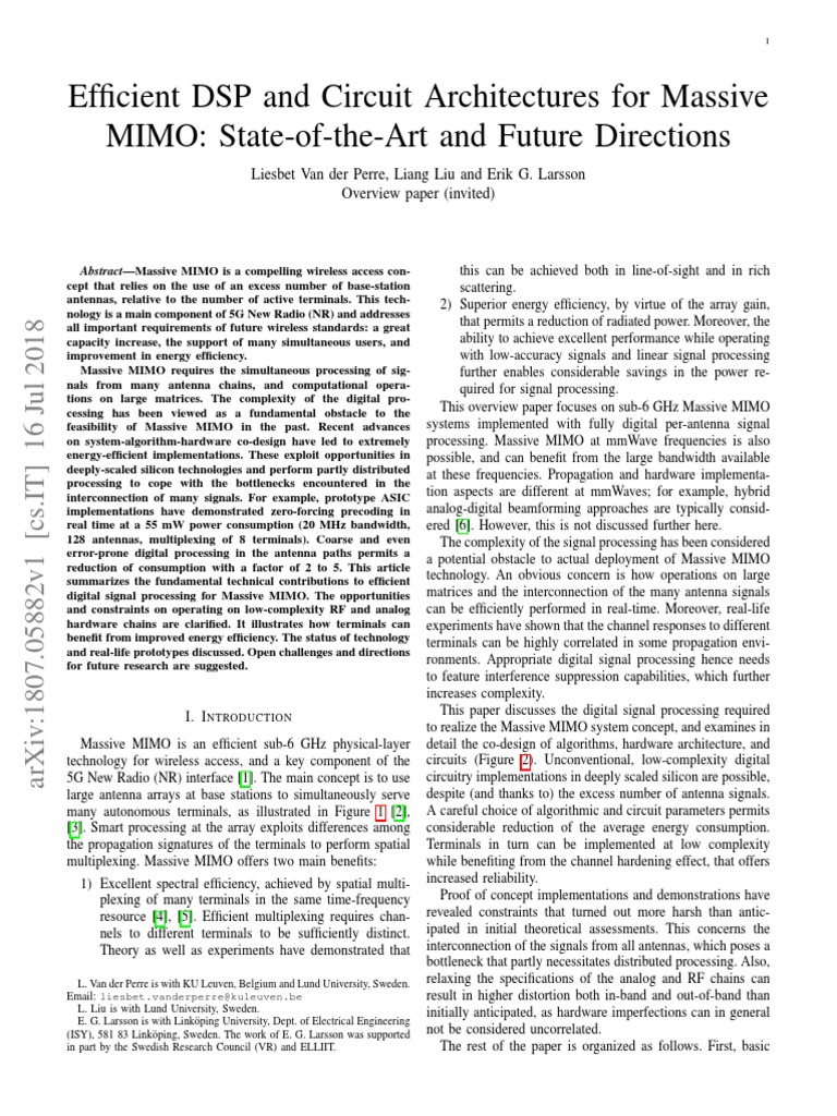 Efficient DSP for Massive MIMO Systems | PDF | Mimo | Distortion
