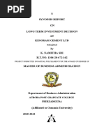 A Synopsis Report ON Long Term Investment Decision AT Kesoram Cement LTD