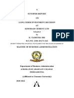 A Synopsis Report ON Long Term Investment Decision AT Kesoram Cement LTD