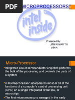 "Intel Microprocessors": Presented By: Jith Kumar T K Mba A