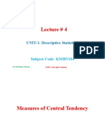 Lecture # 4: UNIT-1: Descriptive Statistics