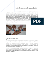 Texto Reflexivo Sobre Los Procesos de Aprendizaje y La Evaluación