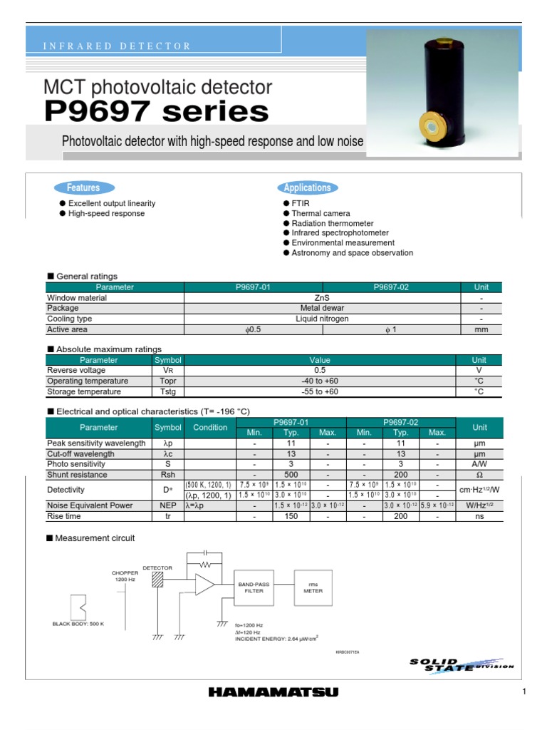 Datasheet Infrared Sensor