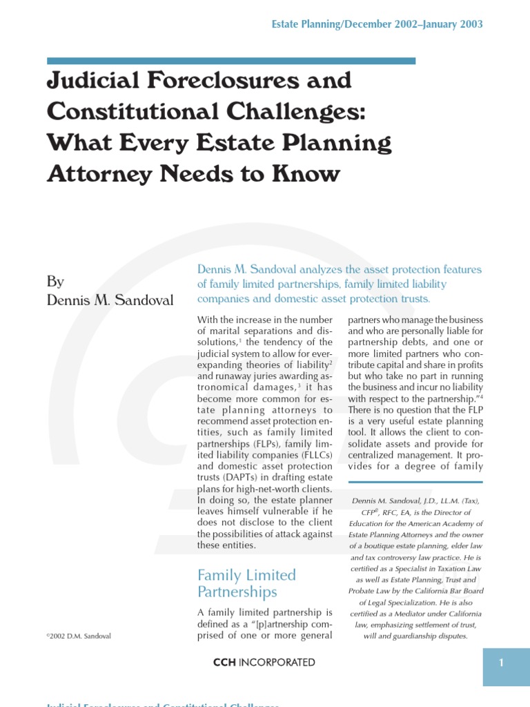 Judicial Foreclosures and Constitutional Challenges What Every Estate