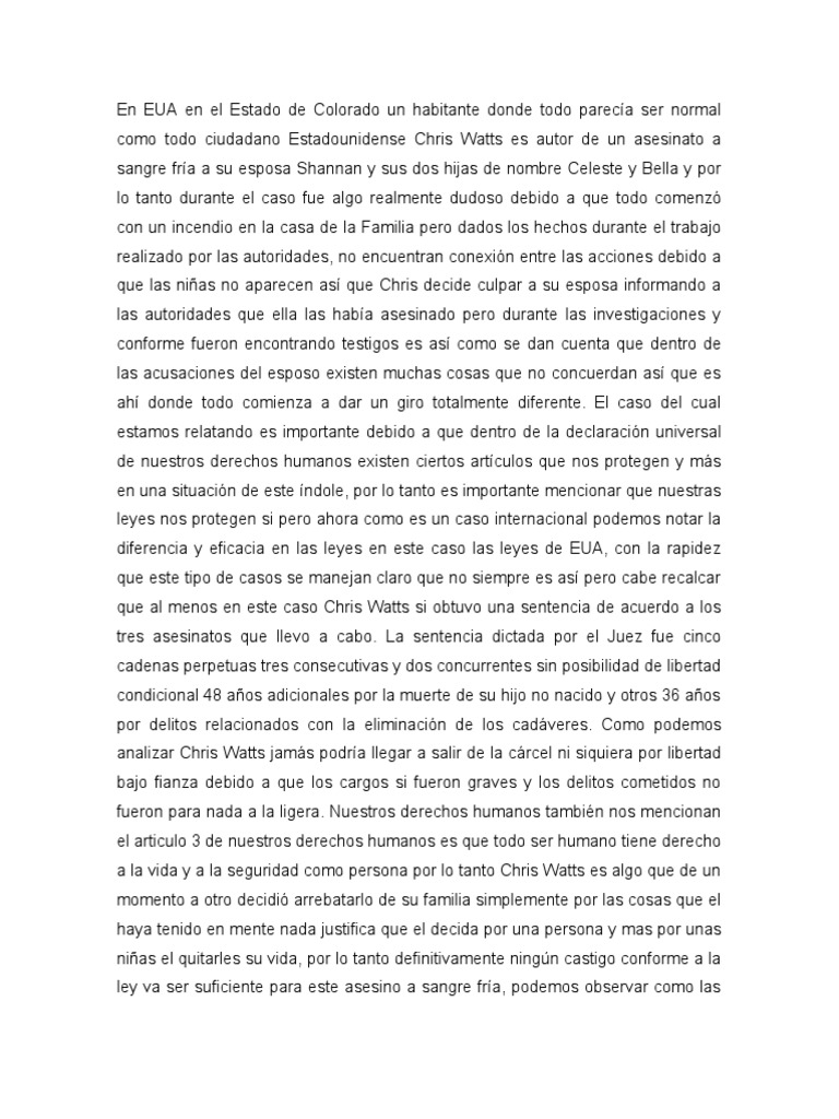 Caso Chris Watts: Justicia y Derechos Humanos | PDF | Asesinato | Justicia
