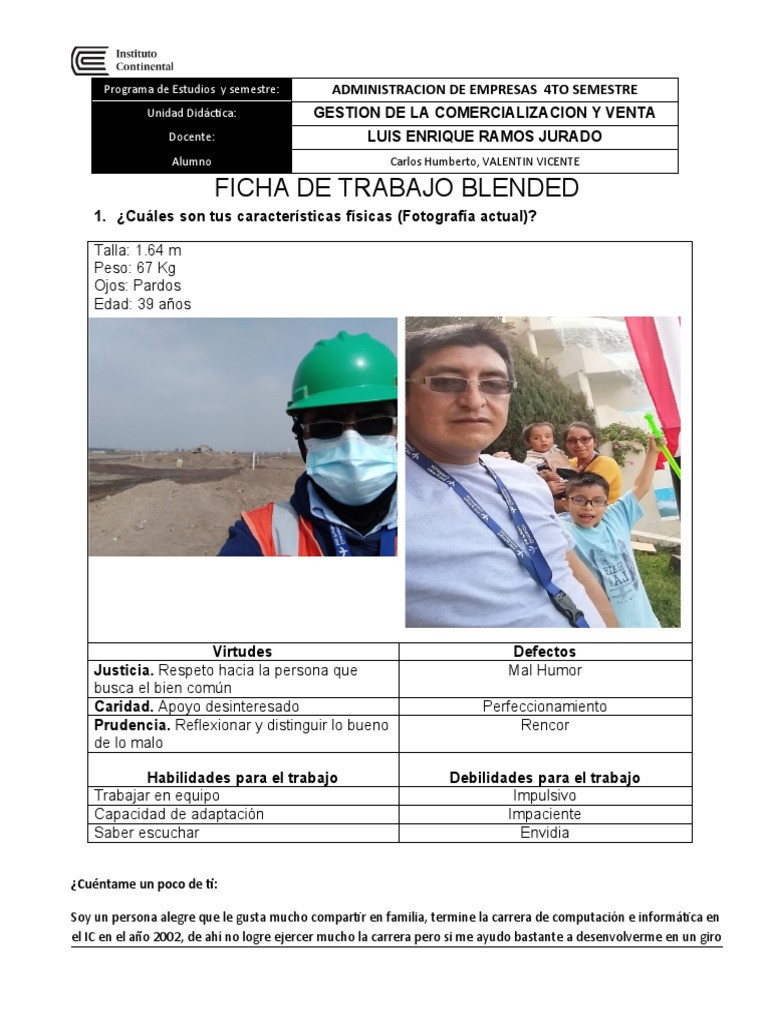 Ficha de Trabajo Blended | PDF | Crecimiento personal y profesional ...