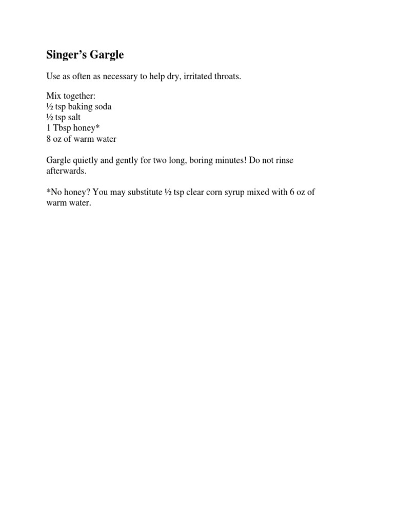 Singers Gargle Recipe PDF