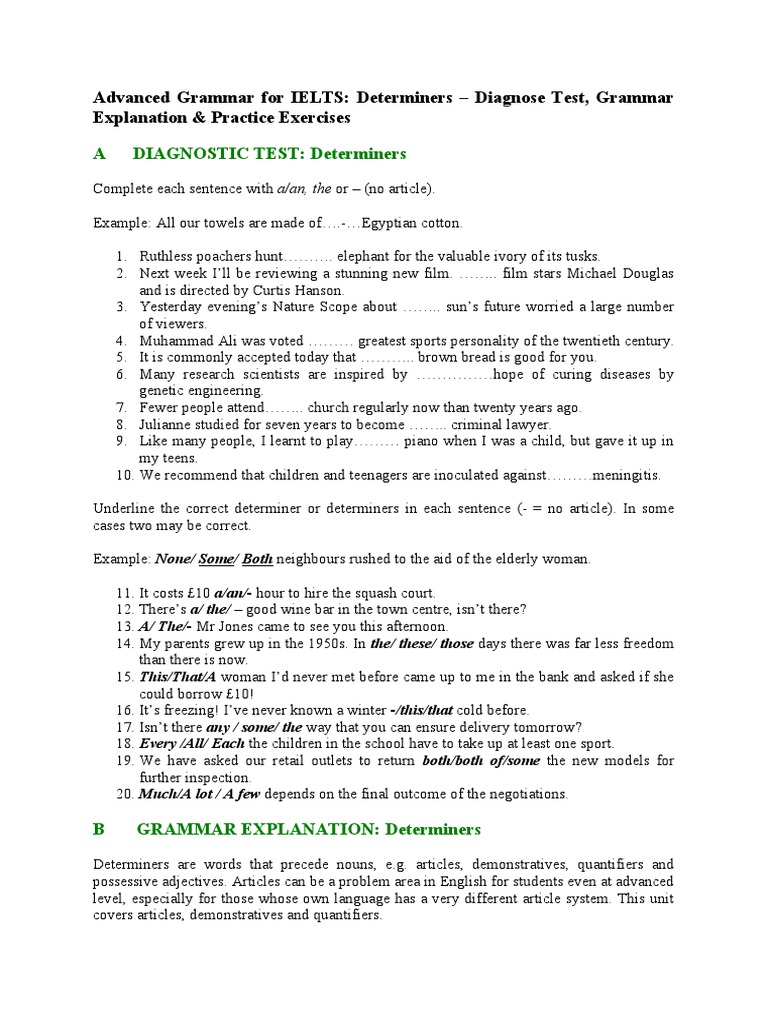 Advanced Grammar For Ielts Articles Pdf Noun Grammatical Number