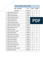 Lista de Niños para Futbol