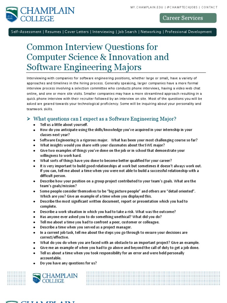 Common Interview Questions For Computer Science & Innovation and ...