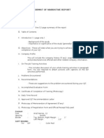 Format of Narrative Report