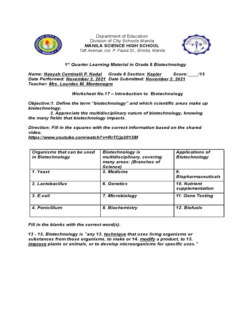Manila Science High School Department of Education Division of City