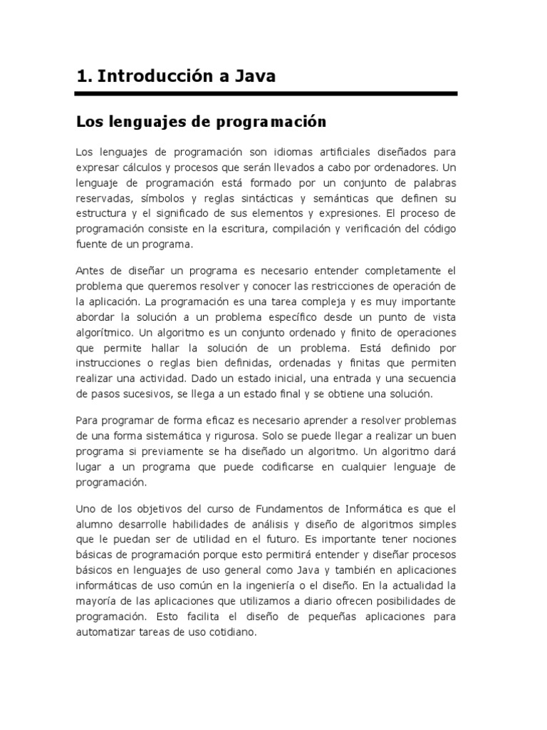 Fundamentos de Programación en Java | PDF | Java (lenguaje de ...