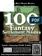 Grim's Amazing D100 Tables - 100 Fantasy Settlement Names For All Fantasy RPGs
