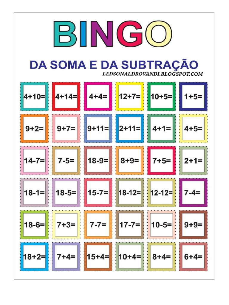 Educando com Jogos: Bingo da Adição