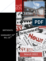 March 2022: Birthdays: Margaret 28 Bill 20