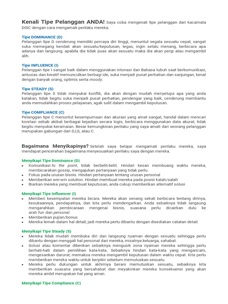 Mengenali Tipe Pelanggan Pdf