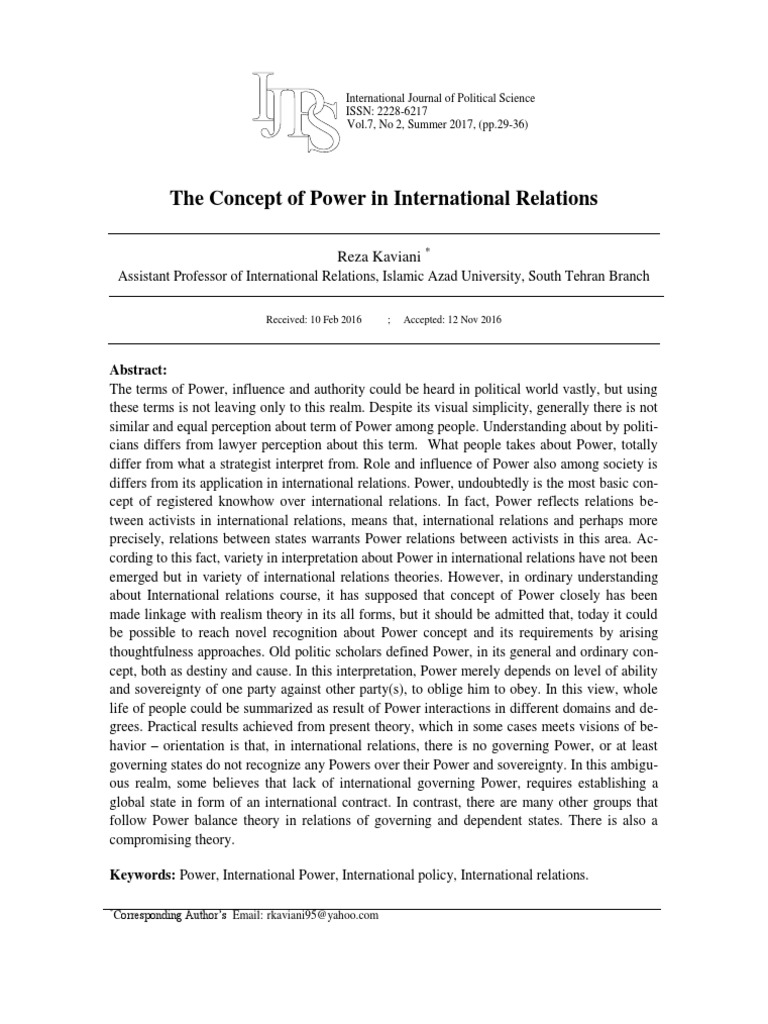 Understanding Power in International Relations | PDF | Concept ...