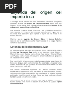 ORIGEN DEL IMPERIO INCAICO
