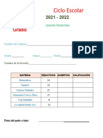 Examen Segundo Trimestre Tercer Grado